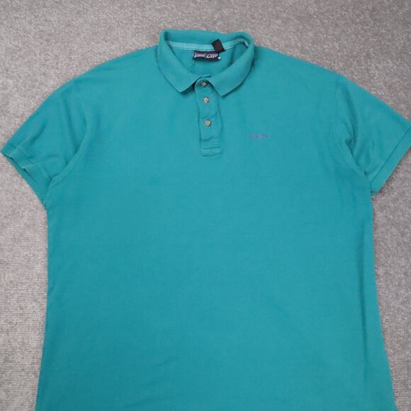 VTG Patagonia Logo Made in USA Large Blue Short Sleeve Collared Polo Shirt - Picture 5 of 10